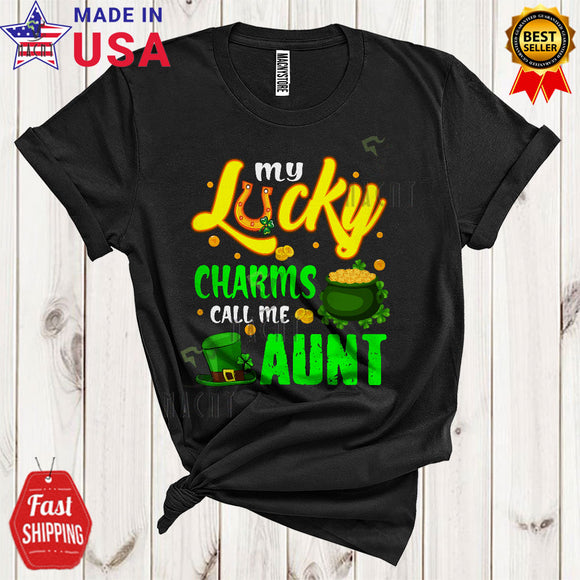 MacnyStore - My Lucky Charms Call Me Aunt Funny Happy St. Patrick's Day Shamrocks Matching Family Lover T-Shirt