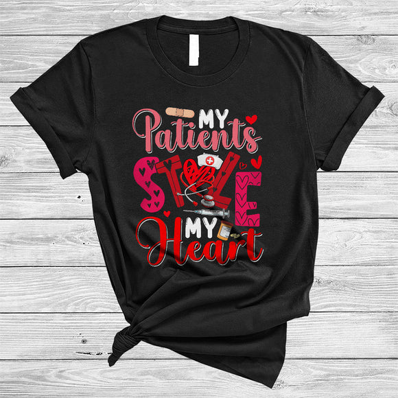 MacnyStore - My Patients Stole My Heart, Adorable Valentine's Day Hearts, Nursing Nurse Doctor Group T-Shirt