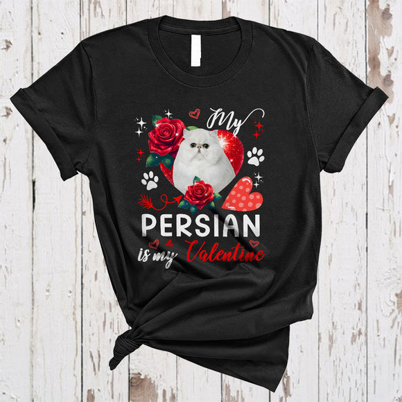 MacnyStore - My Persian Is My Valentine, Lovely Valentine's Day Persian Paws Owner, Hearts Flowers T-Shirt