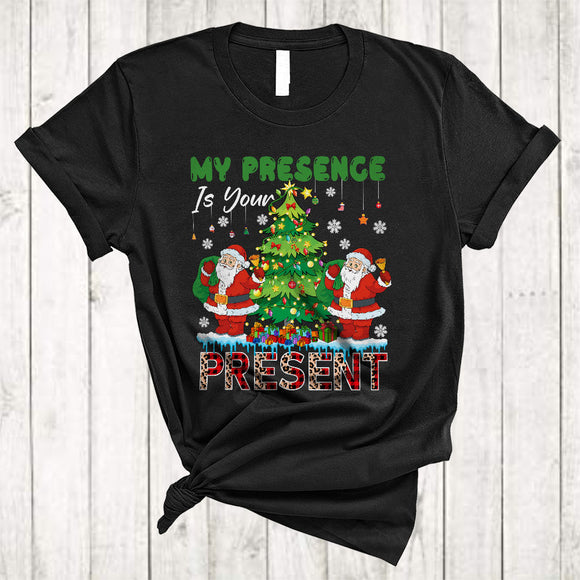 MacnyStore - My Presence Is Your Present, Adorable Christmas Tree Santa Lover, X-mas Animal Family T-Shirt