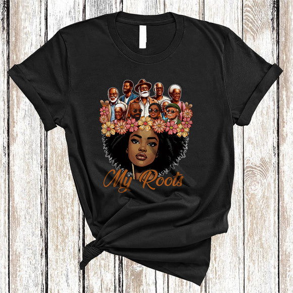 MacnyStore - My Roots, Proud Black History Month Juneteenth Afro Women, African American Family Group T-Shirt