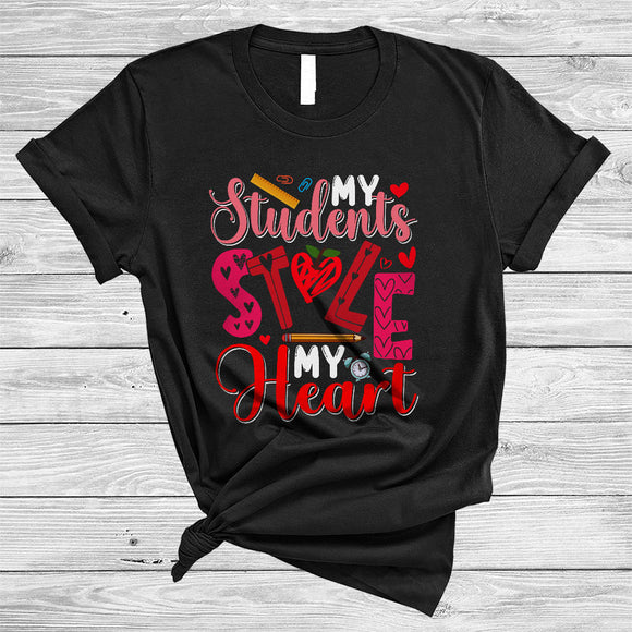 MacnyStore - My Students Stole My Heart, Adorable Valentine's Day Hearts, Teaching Teacher Group T-Shirt