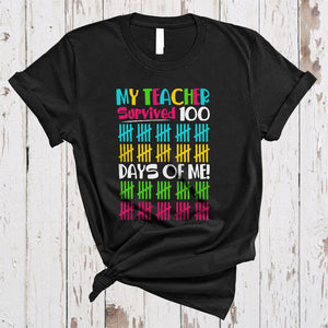 MacnyStore - My Teacher Survived 100 Days Of Me, Amazing 100th Day Of School, Teacher Students Group T-Shirt