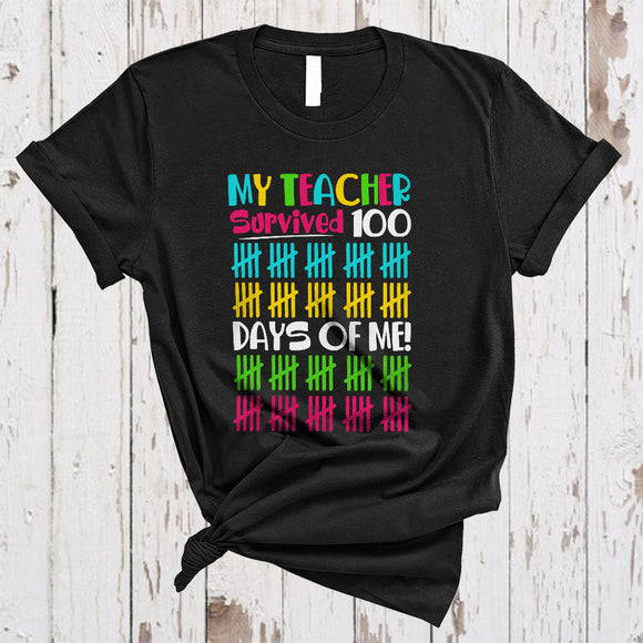 MacnyStore - My Teacher Survived 100 Days Of Me, Amazing 100th Day Of School, Teacher Students Group T-Shirt