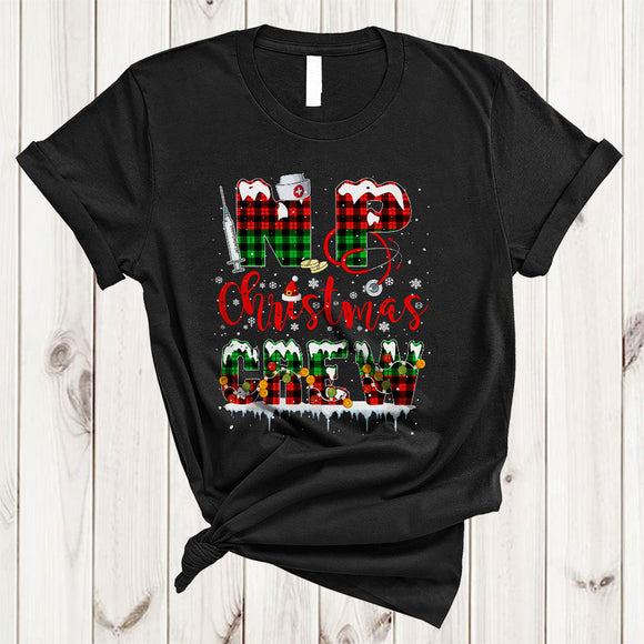 MacnyStore - NP Christmas Crew, Wonderful Plaid X-mas Snow Around, Matching NP Nurse Nursing Lover T-Shirt