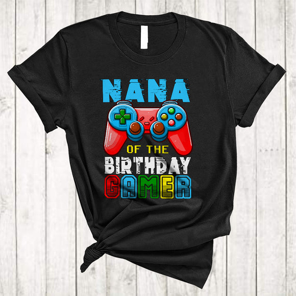 MacnyStore - Nana Of The Birthday Gamer, Joyful Birthday Video Game Controller, Matching Family Gamer T-Shirt