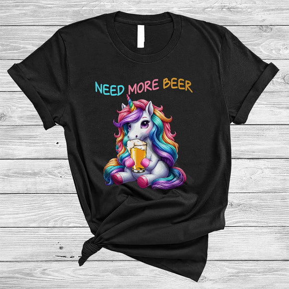 MacnyStore - Need More Beer, Adorable Unicorn Drinking Beer Drunker Lover, Matching Family Group T-Shirt