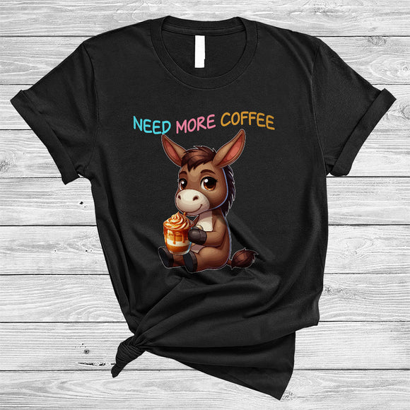 MacnyStore - Need More Coffee, Adorable Donkey Drinking Coffee Lover, Matching Family Group T-Shirt