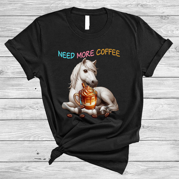 MacnyStore - Need More Coffee, Adorable Horse Drinking Coffee Lover, Matching Family Group T-Shirt