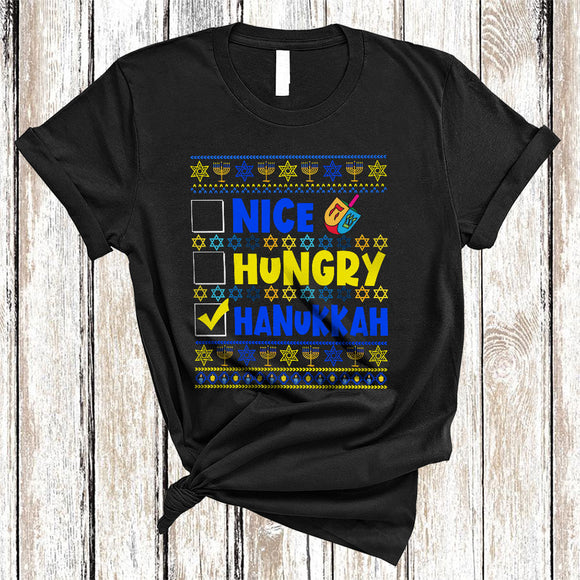 MacnyStore - Nice Hungry Hanukkah Cool Hanukkah Chanukah Sweater Matching Jewish Dreidel Family Group T-Shirt