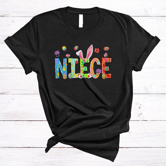 MacnyStore - Niece, Colorful Easter Day Bunny Ears, Easter Egg Hunting Lover Matching Family Group T-Shirt