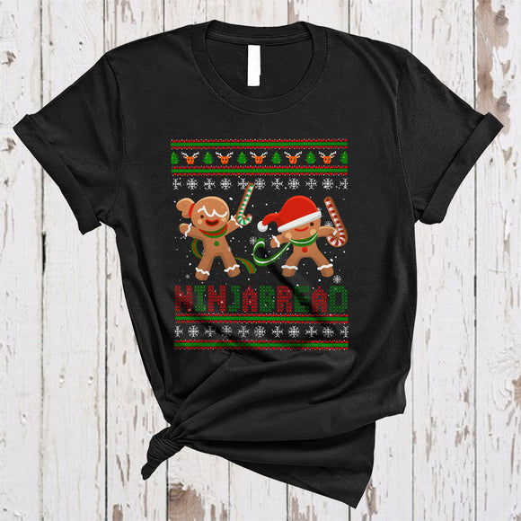 MacnyStore - Ninjabread, Cool Joyful Christmas Sweater Gingerbread Ninja, Matching X-mas Family Group T-Shirt
