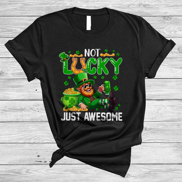 MacnyStore - Not Lucky Just Awesome, Humorous St. Patrick's Day Drinking Beer, Shamrock Drunker Group T-Shirt