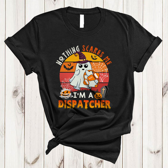 MacnyStore - Nothing Scares Me I'm A Dispatcher Creepy Retro Halloween Matching Witch Boo Ghost Lover T-Shirt