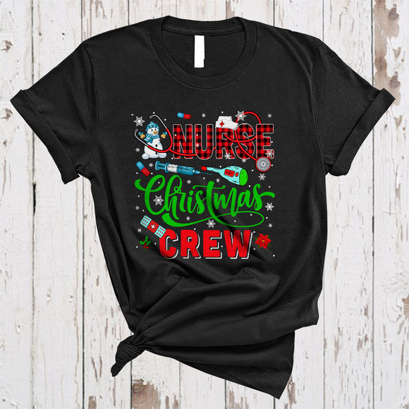 MacnyStore - Nurse Christmas Crew, Joyful Plaid Santa Nurse Nursing, Snow Matching X-mas Group T-Shirt