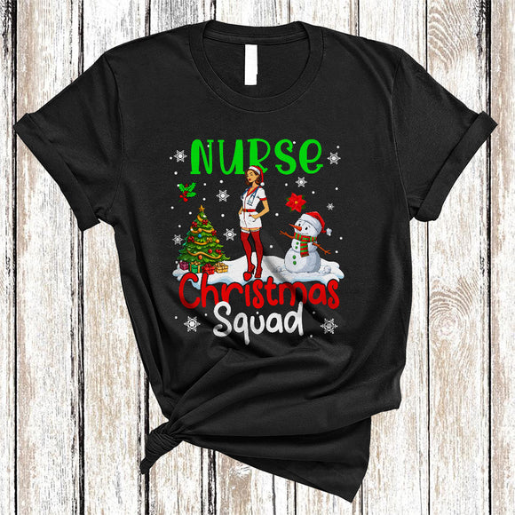 MacnyStore - Nurse Christmas Squad, Lovely Cool Christmas Santa Nurse Snowman Lover, X-mas Nurse Group T-Shirt