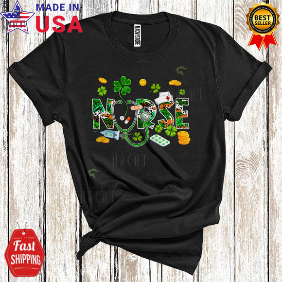 MacnyStore - Nurse Cool Cute St. Patrick's Day Irish Shamrocks Lover Matching Nurse Group T-Shirt