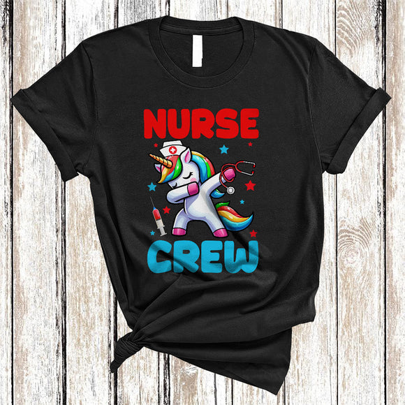 MacnyStore - Nurse Crew, Adorable Dabbing Unicorn Lover, Matching Friends Family Nurse Group T-Shirt
