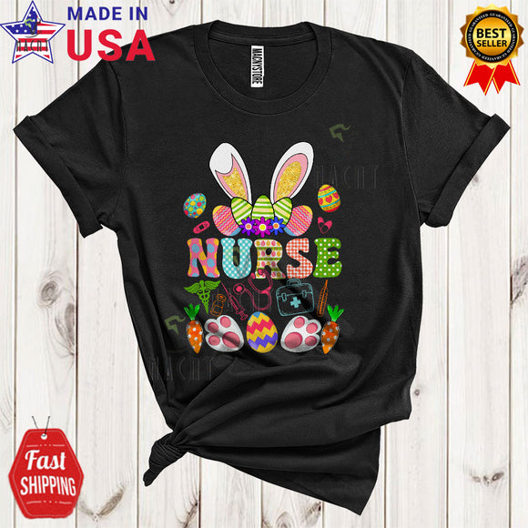 MacnyStore - Nurse Cute Cool Easter Day Egg Hunt Floral Bunny Lover Matching Nurse Nursing Group T-Shirt