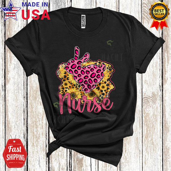 MacnyStore - Nurse Cute Funny Easter Day Leopard Bunny Sunflowers Lover Matching Nurse Group T-Shirt