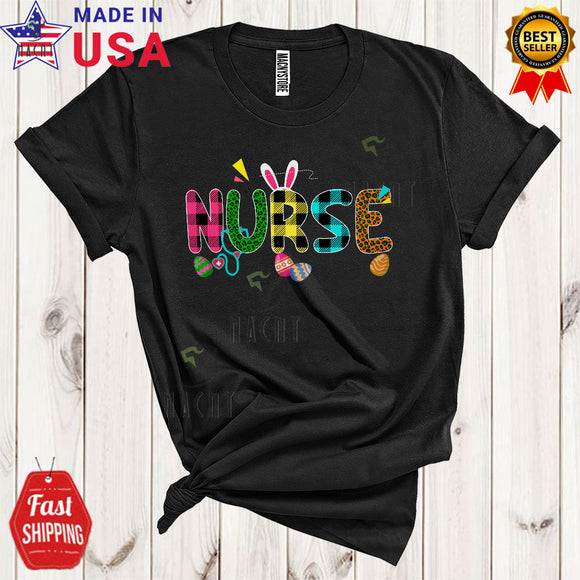 MacnyStore - Nurse Cute Funny Easter Day Leopard Plaid Bunny Eggs Hunting Lover Matching Nurse Nursing Group T-Shirt