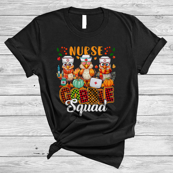 MacnyStore - Nurse Gobble Squad, Cute Three Nurse Turkeys Lover, Matching Thanksgiving Group T-Shirt