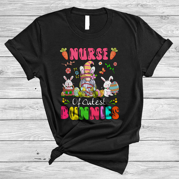 MacnyStore - Nurse Of Cutest Bunnies, Lovely Easter Bunny Gnome Gnomies, Egg Hunting Group T-Shirt