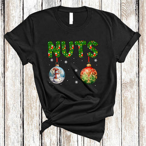MacnyStore - Nuts Funny Cute Christmas Ornaments Lights Nut And Chest Snowman Xmas Couple Lover T-Shirt