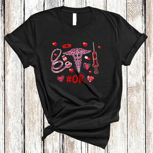 MacnyStore - OR, Awesome Valentine's Day Leopard Plaid Nurse Tools, Matching Single Valentine Nurse Group T-Shirt