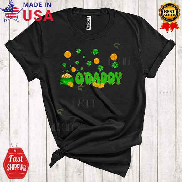 MacnyStore - O'Daddy Funny Cool St. Patrick's Day Shamrock Pregnancy Announcement Matching Couple Family T-Shirt