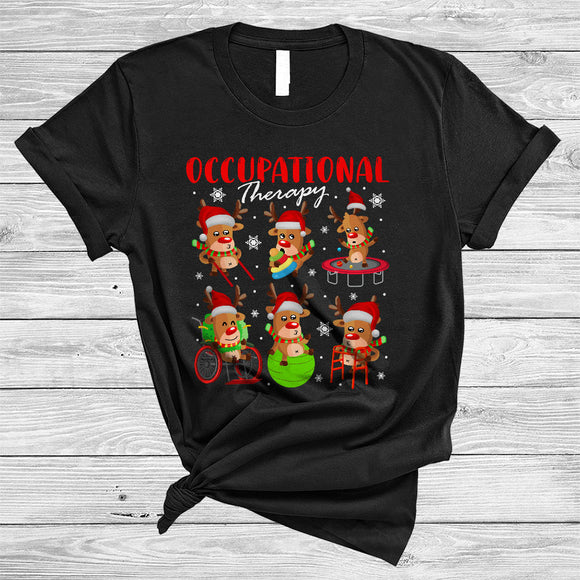 MacnyStore - Occupational Therapy, Cool Adorable Christmas Reindeer Squad, OT Therapist X-mas Snow T-Shirt
