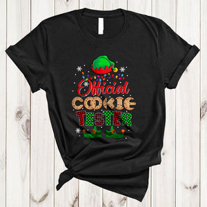 MacnyStore - Official Cookie Tester, Adorable Christmas Plaid ELF Hat Feet, X-mas Lights Baking Baker T-Shirt