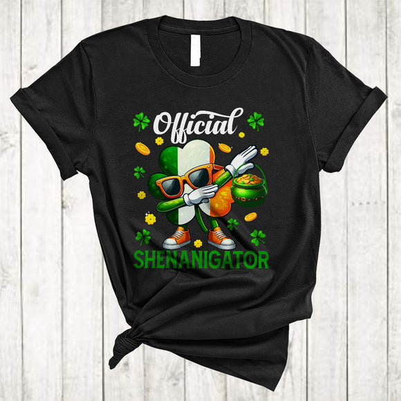 MacnyStore - Official Shenanigator, Cheerful St. Patrick's Day Irish Flag Shamrock Sunglasses Dabbing, Family Group T-Shirt