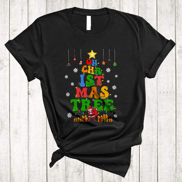 MacnyStore - Oh Christmas Tree, Colorful Merry Christmas Lights Snow, X-mas Matching Family Group T-Shirt