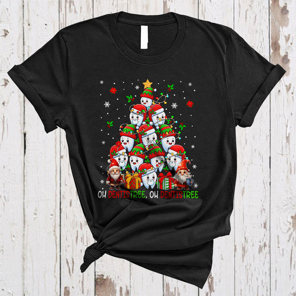 MacnyStore - Oh Dentistree, Humorous Christmas Tree Santa Tooth Dental Dentist, X-mas Gnomes Lover T-Shirt