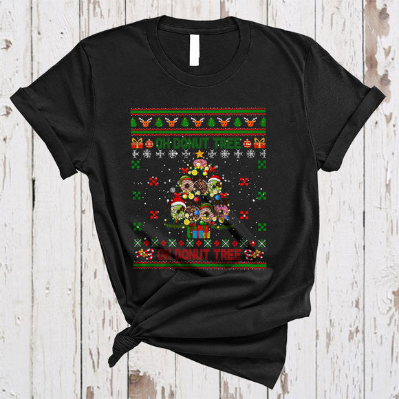 MacnyStore - Oh Donut Tree, Colorful Christmas Tree Sweater Donut Food Lover, Matching X-mas Pajama Family T-Shirt