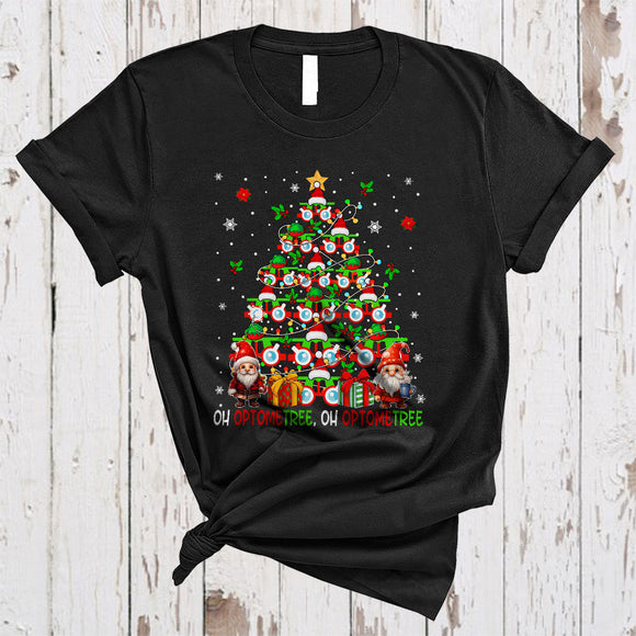 MacnyStore - Oh Optometree, Humorous Christmas Tree Santa Sunglasses Optometry, X-mas Gnomes Lover T-Shirt