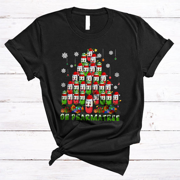 MacnyStore - Oh Pharmatree, Adorable Christmas Tree Medication Santa Pills, Pharmacist X-mas Lover T-Shirt