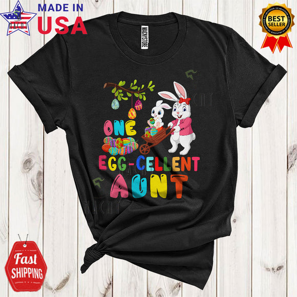 MacnyStore - One Egg-Cellent Aunt Cool Cute Easter Day Egg Tree Bunny Hunting Eggs Matching Family Group T-Shirt
