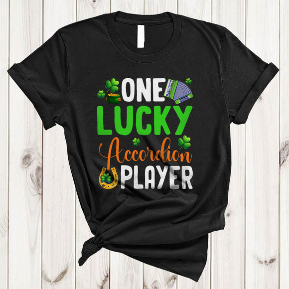 MacnyStore - One Lucky Accordion Player, Awesome St. Patrick's Day Accordion Team, Shamrock Irish Family Group T-Shirt
