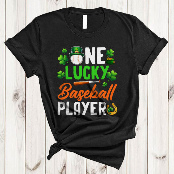 MacnyStore - One Lucky Baseball Player, Awesome St. Patrick's Day Baseball Team, Shamrock Irish Family Group T-Shirt