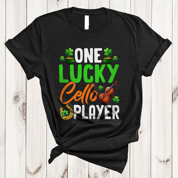 MacnyStore - One Lucky Cello Player, Awesome St. Patrick's Day Cello Team, Shamrock Irish Family Group T-Shirt