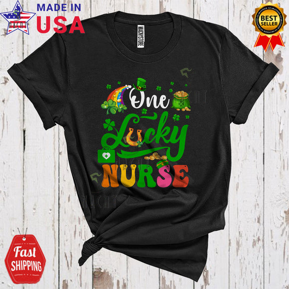 MacnyStore - One Lucky Nurse Cool Cute St. Patrick's Day Irish Shamrocks Rainbow Lover Matching Group T-Shirt