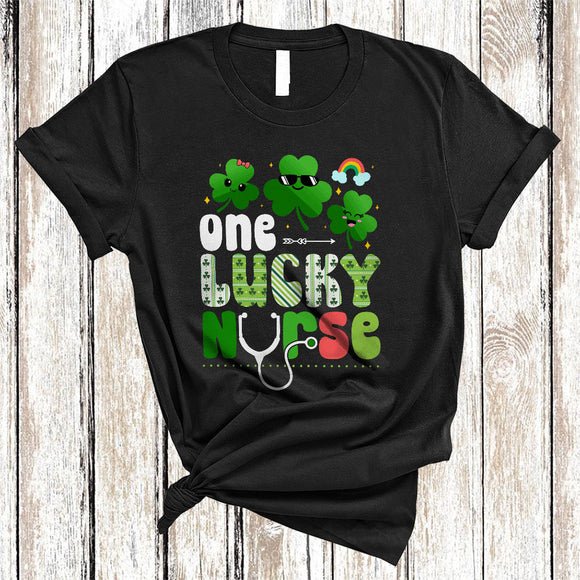 MacnyStore - One Lucky Nurse, Lovely St. Patrick's Day Three Shamrocks Squad, Irish Family Group T-Shirt