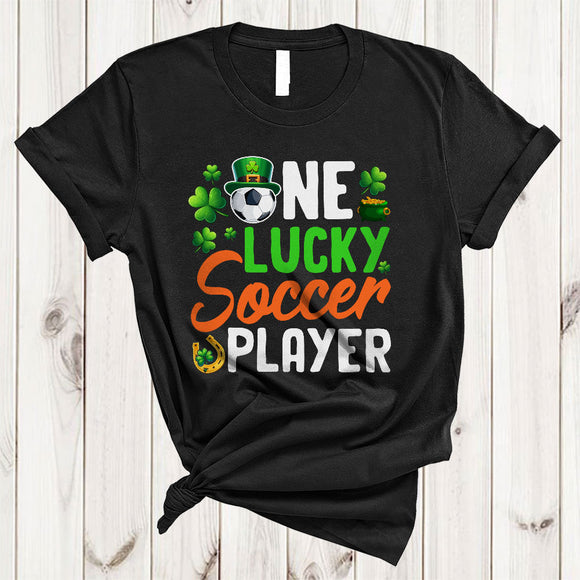 MacnyStore - One Lucky Soccer Player, Awesome St. Patrick's Day Soccer Team, Shamrock Irish Family Group T-Shirt