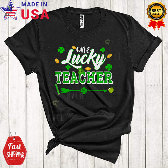 MacnyStore - One Lucky Teacher Cute Happy St. Patrick's Day Irish Shamrocks Lover Matching Teacher Group T-Shirt