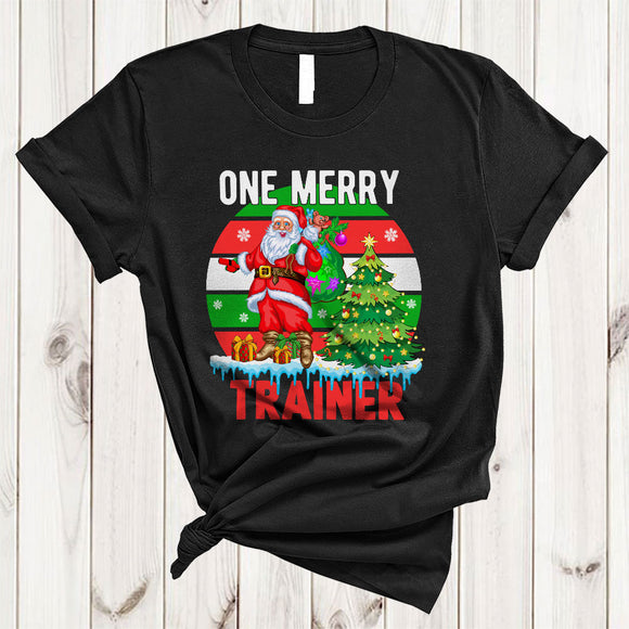 MacnyStore - One Merry Trainer, Cool Retro Christmas Tree Santa Lover, Matching X-mas Group T-Shirt