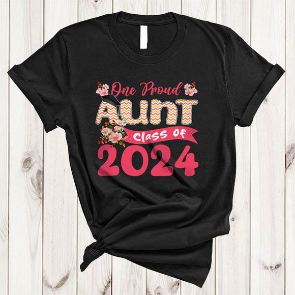MacnyStore - One Proud Aunt Class Of 2024, Awesome Graduation Mother's Day Flowers, Family Graduate T-Shirt