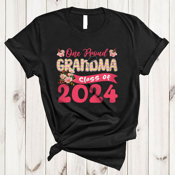 MacnyStore - One Proud Grandma Class Of 2024, Awesome Graduation Mother's Day Flowers, Family Graduate T-Shirt