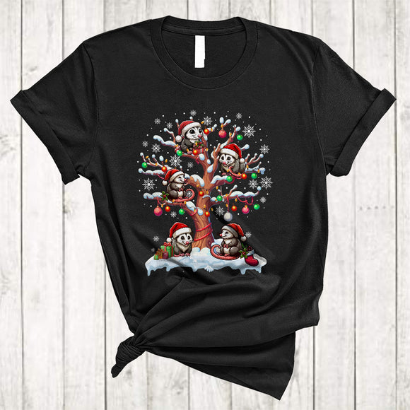 MacnyStore - Opossum On Christmas Tree, Lovely Funny X-mas Santa Opossum, Trash Animal Lover Group T-Shirt